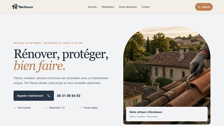 Aperçu du site Tim Renov